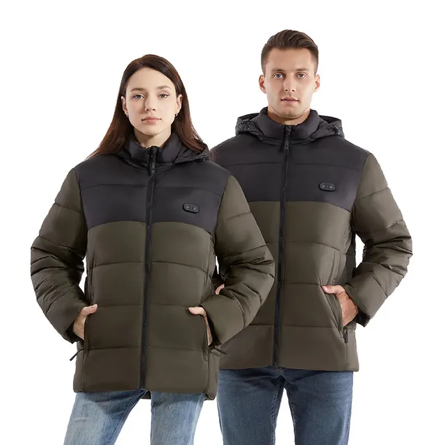 Smart Heating DC Warm Two color Heating Constant Temperature Cotton padded Coat Black And Green - Shop at LoveMi