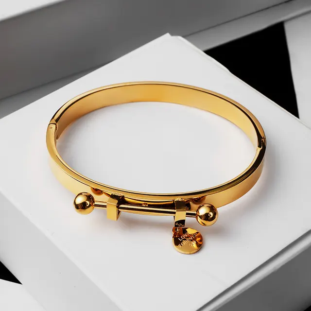 Stainless Steel Bracelet Retro National Style Couple Simple Gold - Shop at LoveMi