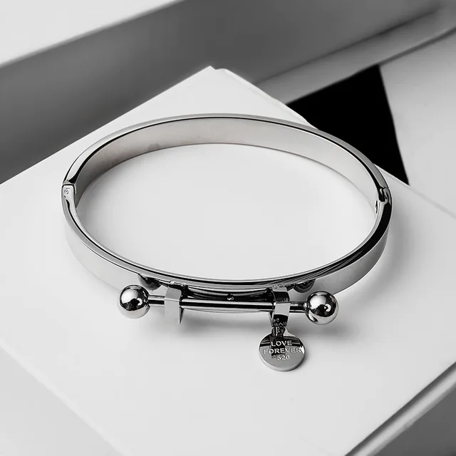 Stainless Steel Bracelet Retro National Style Couple Simple Silver - Shop at LoveMi