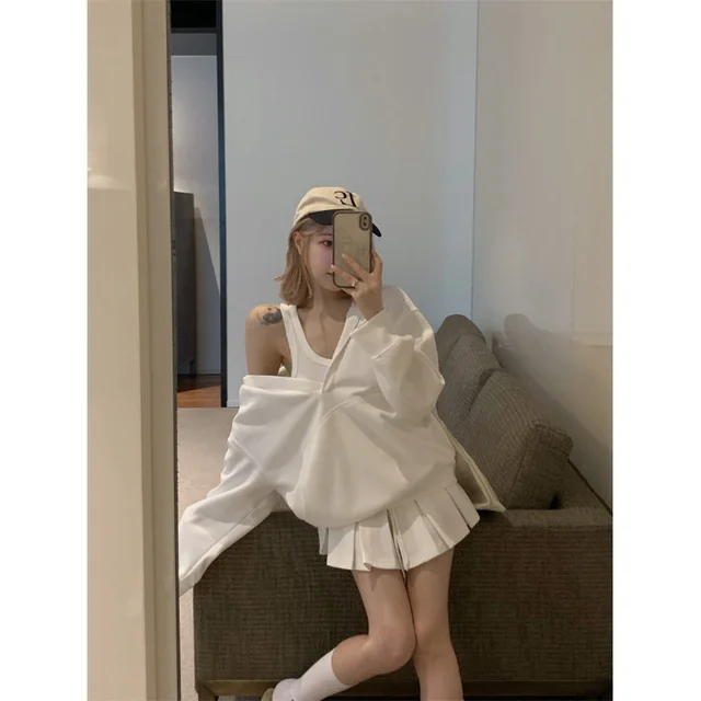 Women's Personalized Hooded Sweater Vest Top Suit White Vest - Shop at LoveMi