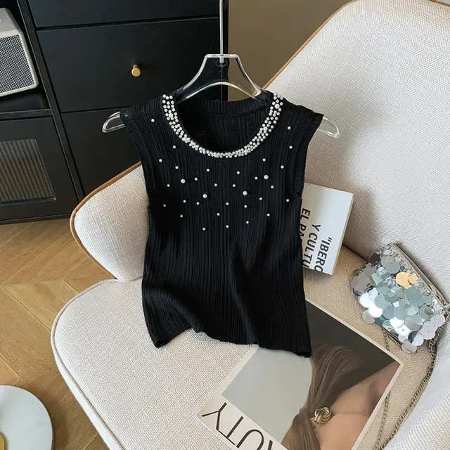 Women's Sleeveless Fashionable All match Bottoming Top Black - Shop at LoveMi