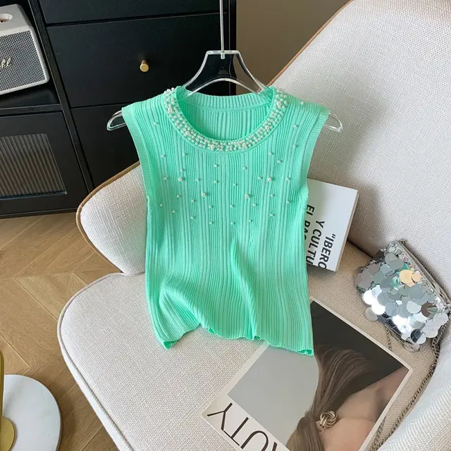 Women's Sleeveless Fashionable All match Bottoming Top Green - Shop at LoveMi
