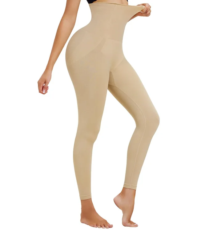 High Waist Cropped Pants High Elasticity Waist Slimming And Belly Contracting Skin Color - Shop at LoveMi