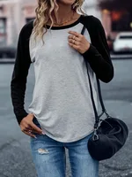 New Simple Fashion T-shirt In Contrast Colour - Black