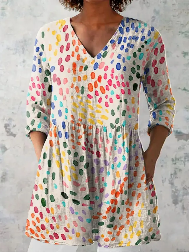Printed Casual V neck Women's Top C264Z - Shop at LoveMi