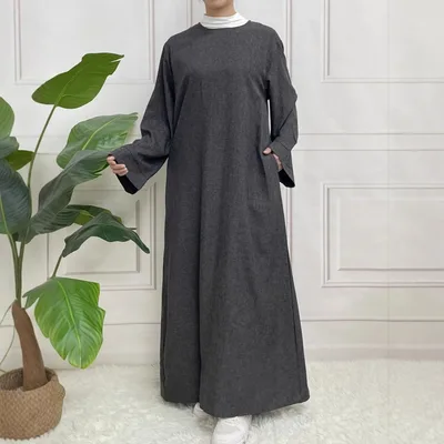 Two tone Plain Long Sleeve Belt Basic Casual Dress Dark Gray Grey - Shop at LoveMi