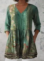 Women's Loose And Comfortable Digital Printed Round Neck Short-sleeved Top - C624K