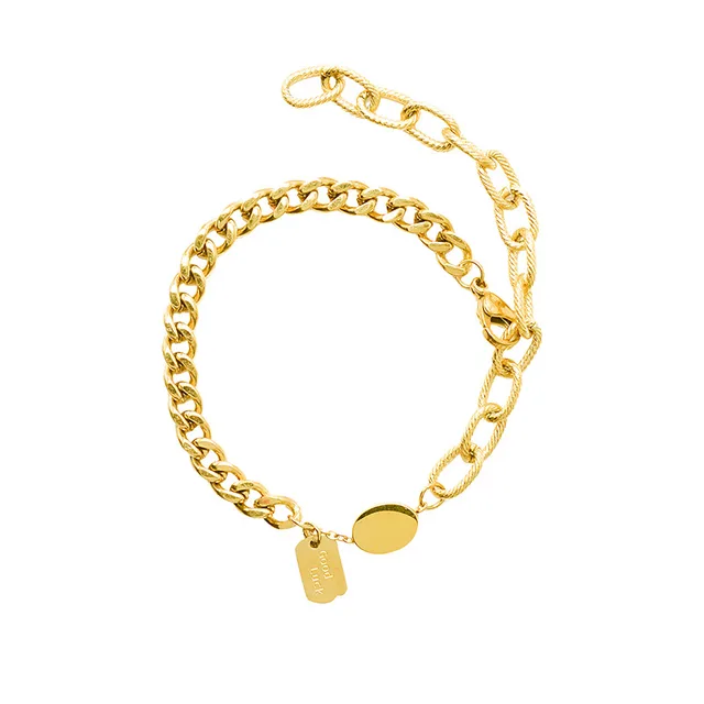 Niche Design Personality Stitching Chain Bracelet Gold - Shop at LoveMi