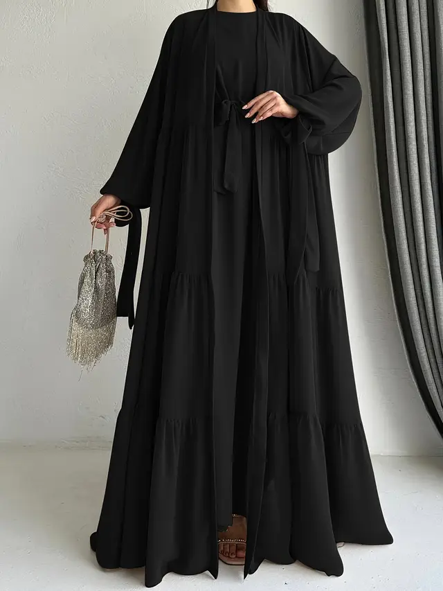 Muslim Solid Color Vest Dress Fashion Black - Shop at LoveMi