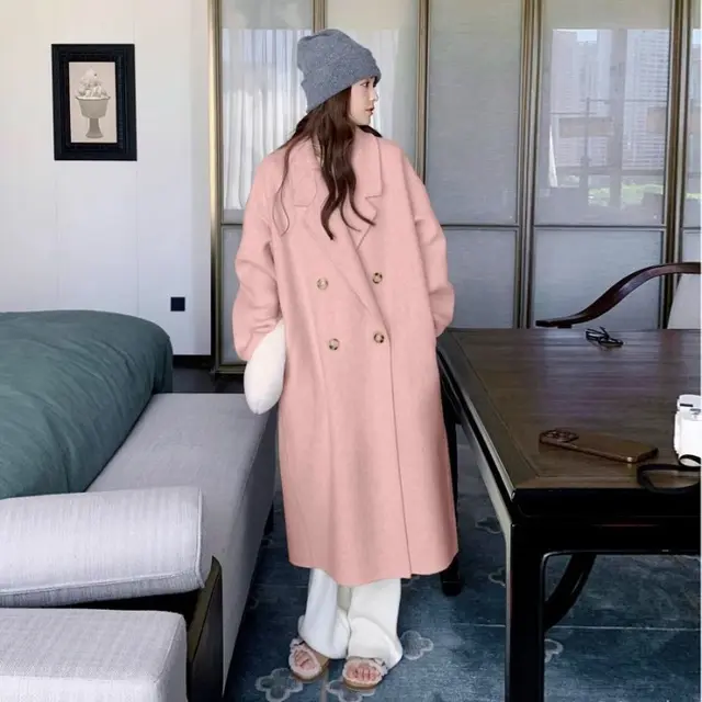 High grade Gray Woolen Coat For Women Autumn Pink - Shop at LoveMi