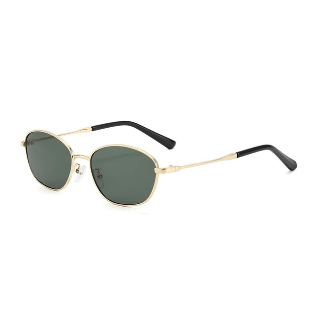 Small Face Metal Sunglasses For Women Gold Frame Dark Green - Shop at LoveMi