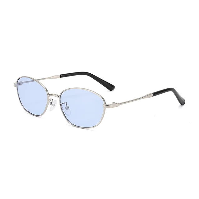 Small Face Metal Sunglasses For Women Silver Frame Blue - Shop at LoveMi