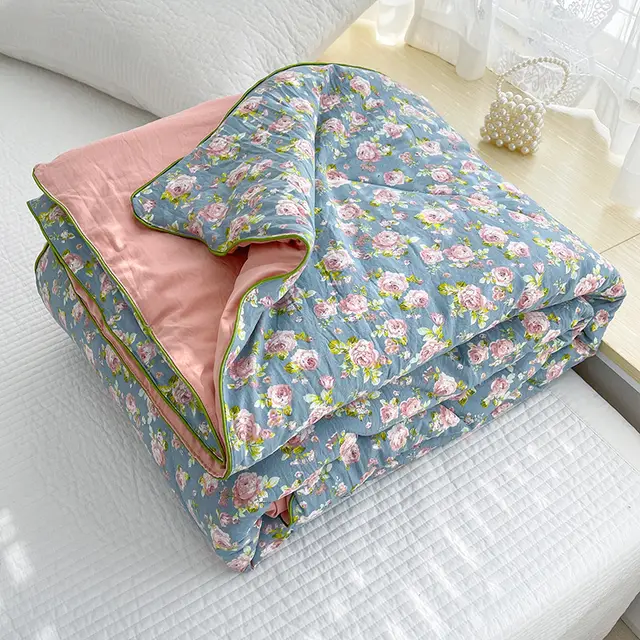 Class A Washed Cotton Double layer Yarn Soybean Fiber Quilt Air conditioning Quilt Rose Garden - Shop at LoveMi