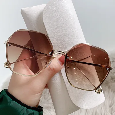 To Make Big Face Thin looked Elegant Fashion Sunglasses Gold Frame Double Dried - Shop at LoveMi