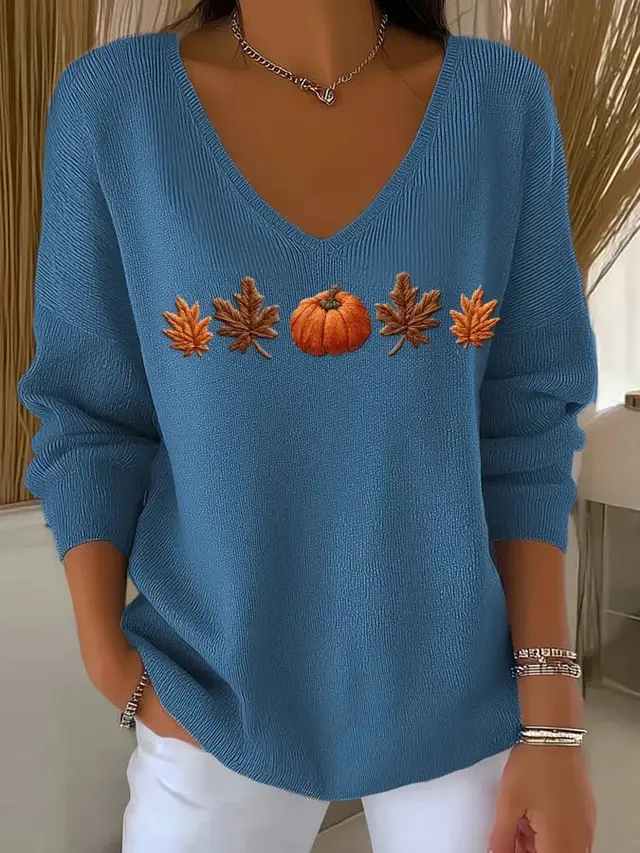 V neck Long Sleeve Pullover 3D Digital Printing Women's Top T shirt 3 Style - Shop at LoveMi