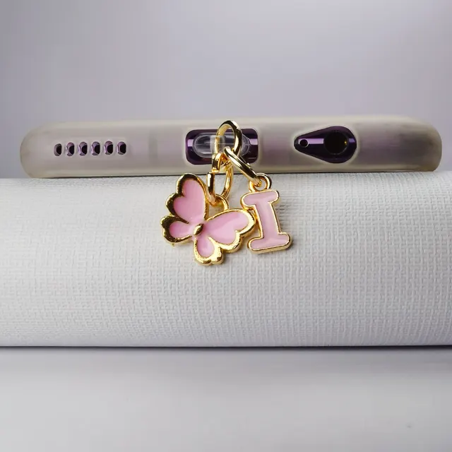 Pink Butterfly And Letters Dust Plug I - Shop at LoveMi
