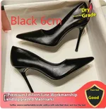 Women's Black Soft Leather High Heels Stiletto Sexy Pointed Toe - Black