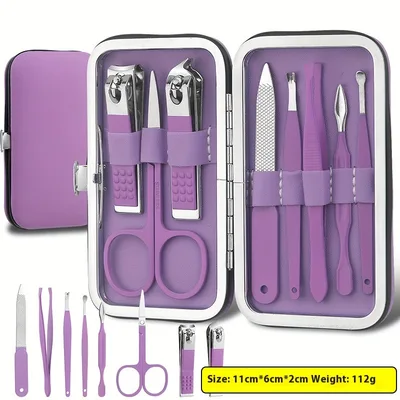 Stainless Steel Nail Scissors 8 piece Set Candy Color Manicure Implement Nail Clippers Purple - Shop at LoveMi
