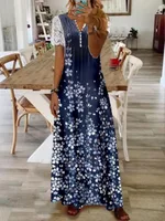 Printed Lace Sleeve Short Sleeve Dress - 5Color-M - View 1