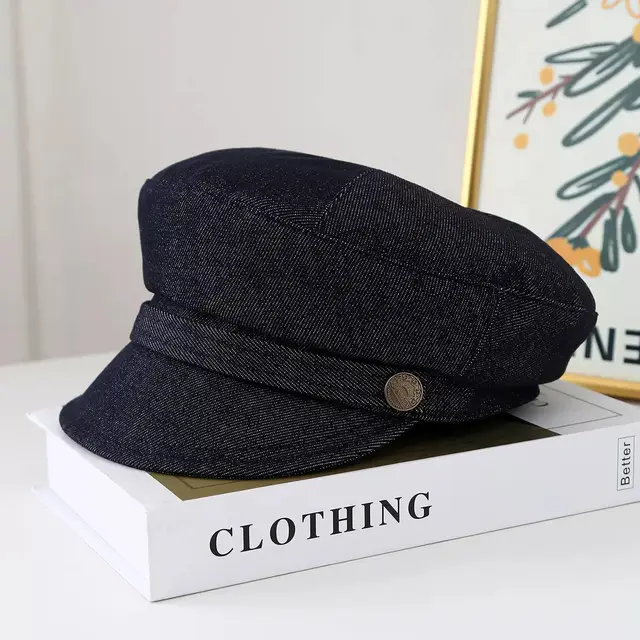 High Sense Maillard Korean Style British Style Military Cap Denim Same Color Brim - Shop at LoveMi