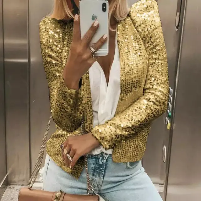 Short Casual Versatile Small Coat Women Gold - Shop at LoveMi