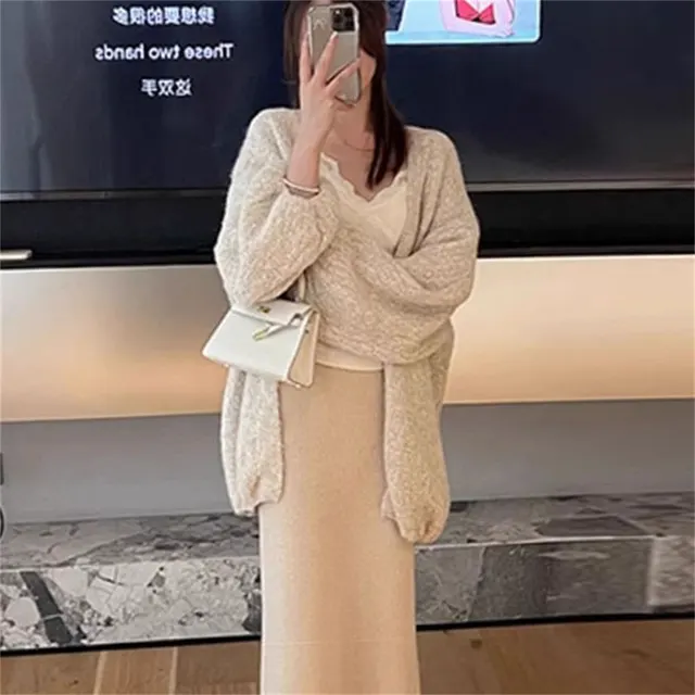 Soft Glutinous Idle Style Dinified Sweater Coat Women Loose Plus Size Women Oats - Shop at LoveMi