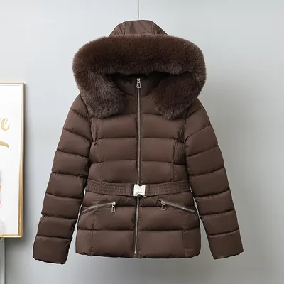Brushed Lining Slim fit Elegant Cotton padded Coat Brown - Shop at LoveMi