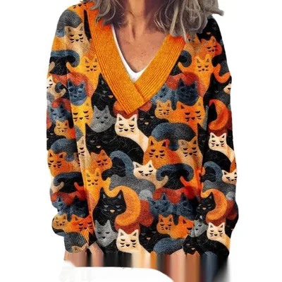 3D Animal Pattern Printed Casual Women's Sweater 1 E073 5Xl - Shop at LoveMi