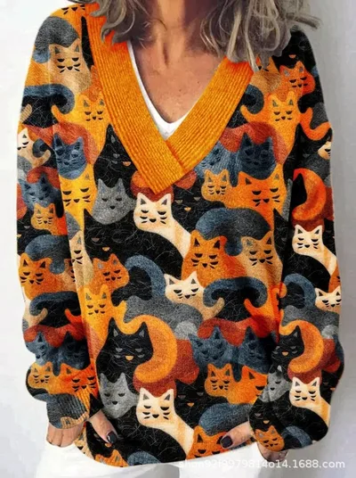 3D Animal Pattern Printed Casual Women's Sweater 1 E073 - Shop at LoveMi
