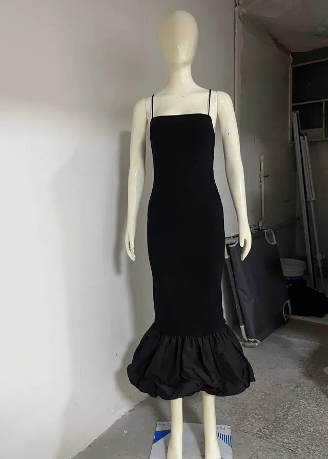 Sling Long Knitted Fishtail Dress Women Black - Shop at LoveMi