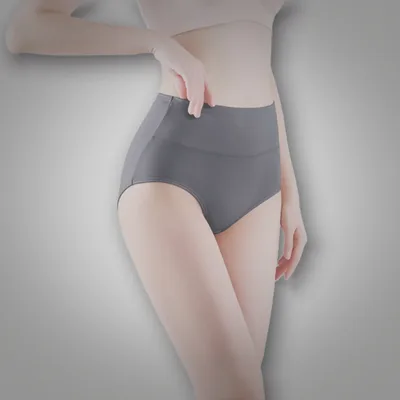 Women's Pure Cotton High Waist Pure Color Simple Slim Fit Simple And Comfortable Elegant Underwear Dark Gray - Shop at LoveMi