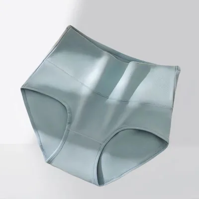 Women's Pure Cotton High Waist Pure Color Simple Slim Fit Simple And Comfortable Elegant Underwear Gray Green - Shop at LoveMi