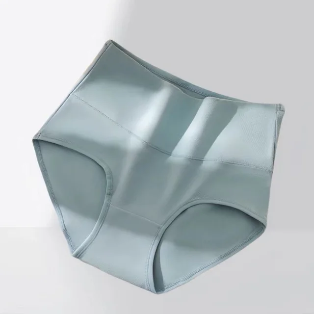 Women's Pure Cotton High Waist Pure Color Simple Slim Fit Simple And Comfortable Elegant Underwear Gray Green - Shop at LoveMi