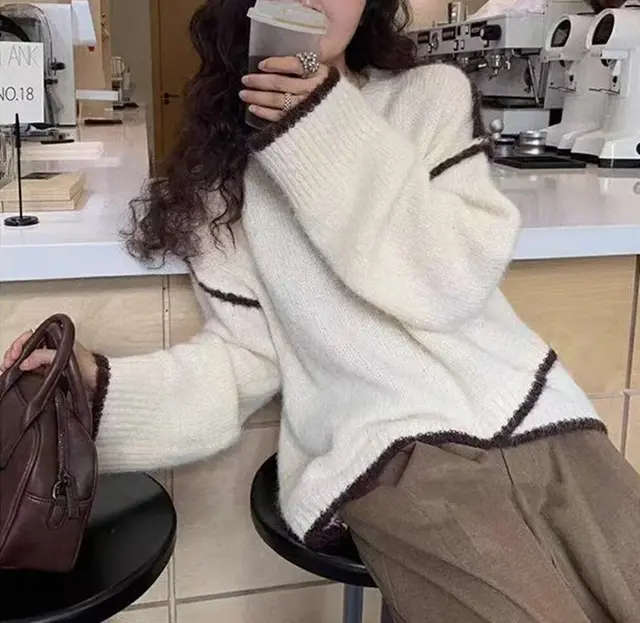 Women's Idle Style Premium Gray Sweater Beige - Shop at LoveMi