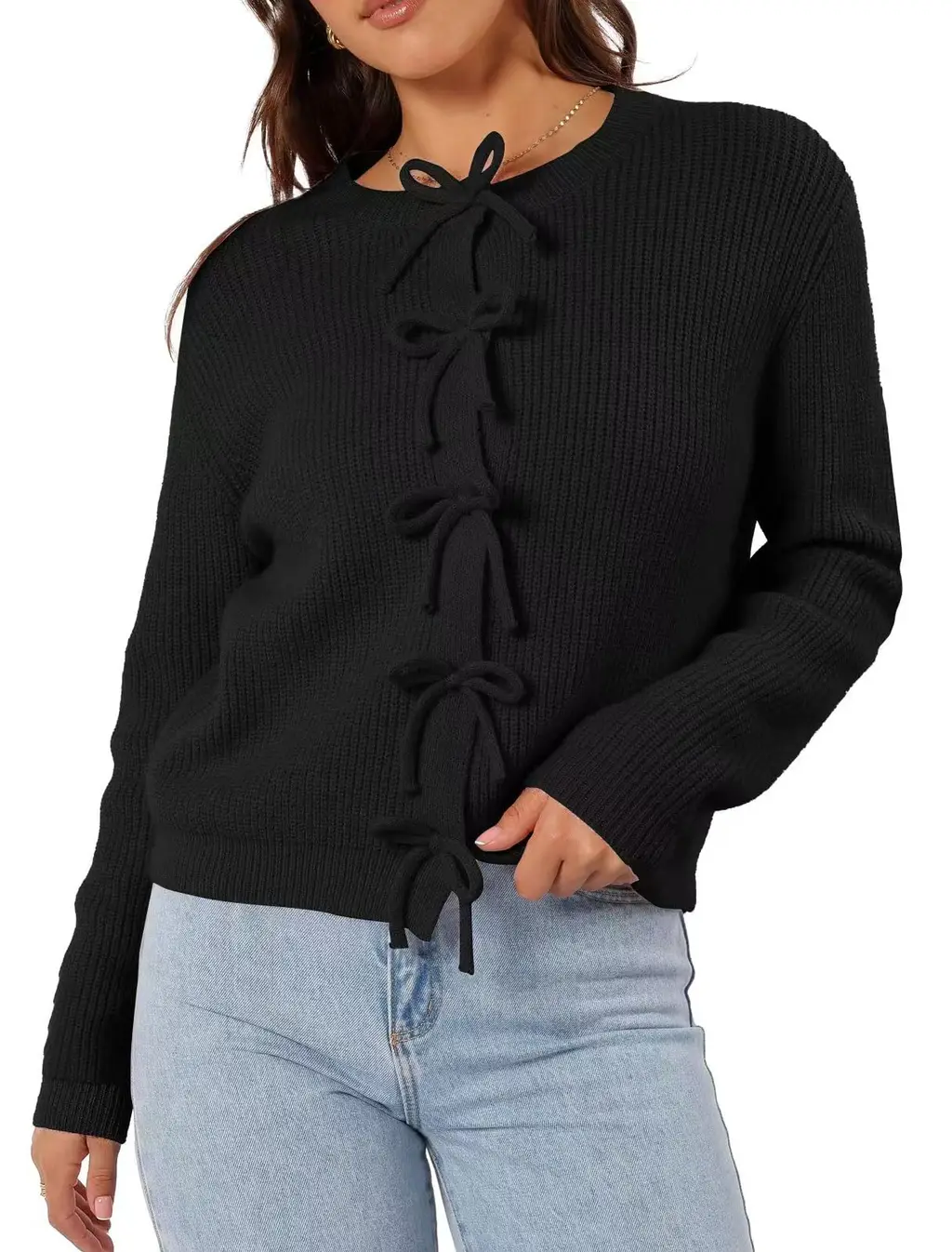 Fashionable And Comfortable Woolen Cardigan Long Sleeve - Black