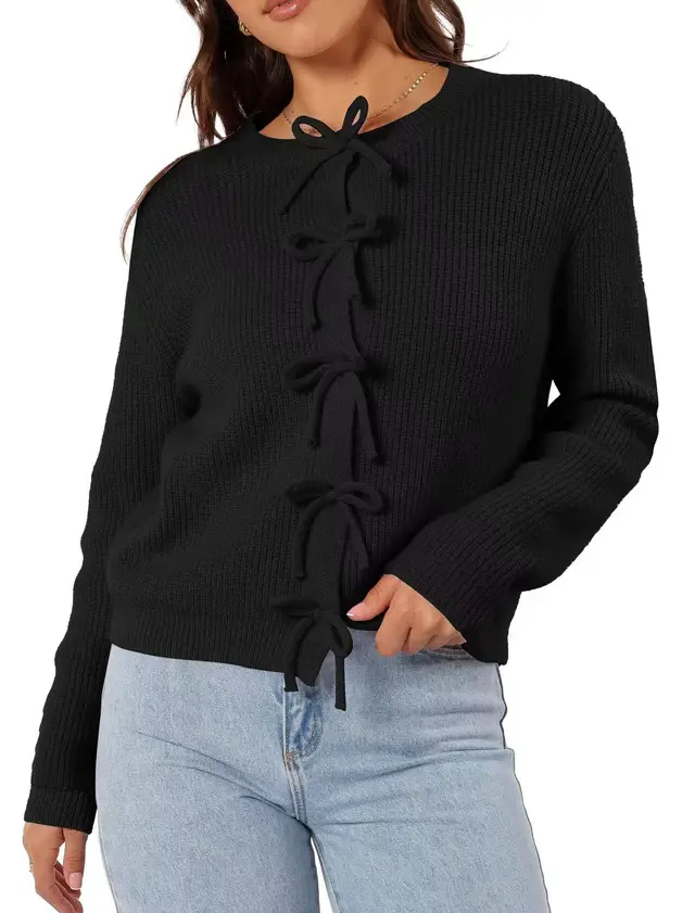 Fashionable And Comfortable Woolen Cardigan Long Sleeve Black - Shop at LoveMi