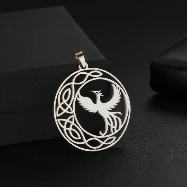 Retro Stainless Steel Ornament Accessories Phoenix Earring Pendant Steel Color - Shop at LoveMi