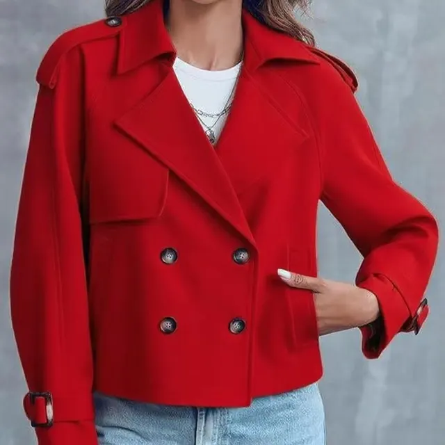 Women's Fashion Casual Short Double breasted Trench Coat Red - Shop at LoveMi