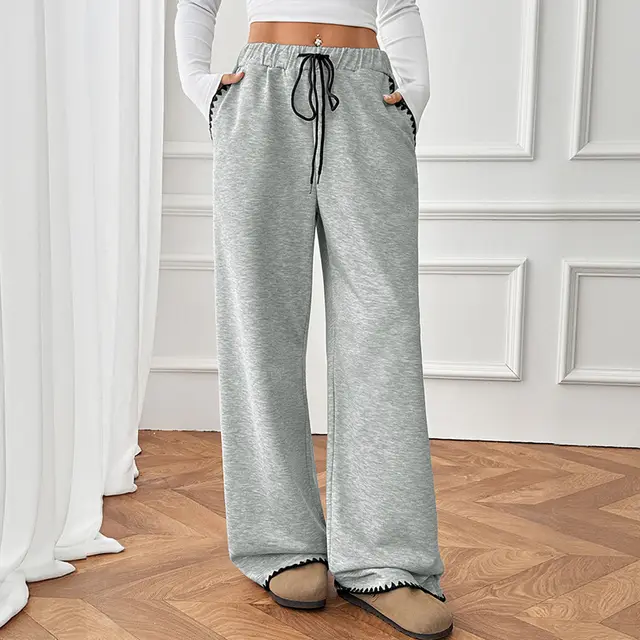 Women's Casual Straight leg Elastic Waist Pants Gray - Shop at LoveMi