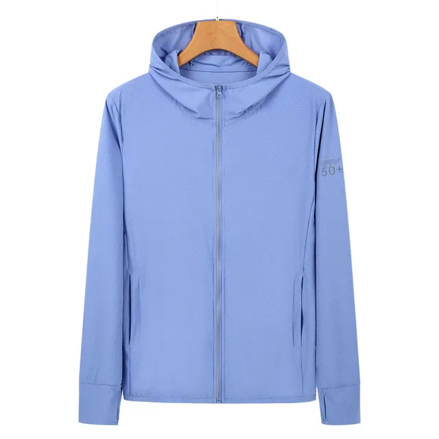 Women's Long sleeved Summer Breathable Lightweight Coat Ice Silk Outdoor Clothing Blue - Shop at LoveMi