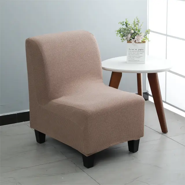 Small Single Sofa Cover Without Armrest Hotel Restaurant Fat Elastic Chair Cover Plaid Khaki - Shop at LoveMi