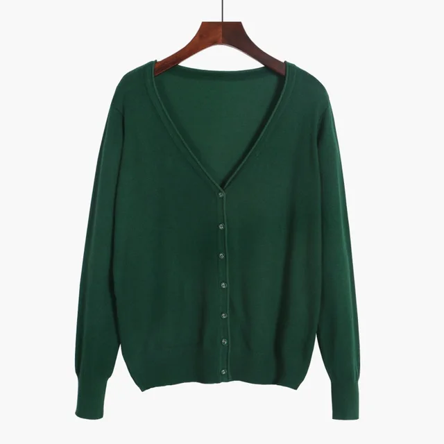 Women's Cloth Buckle Mercerized Cotton Coat Oversized Loose Sweater Outside Dark Green - Shop at LoveMi