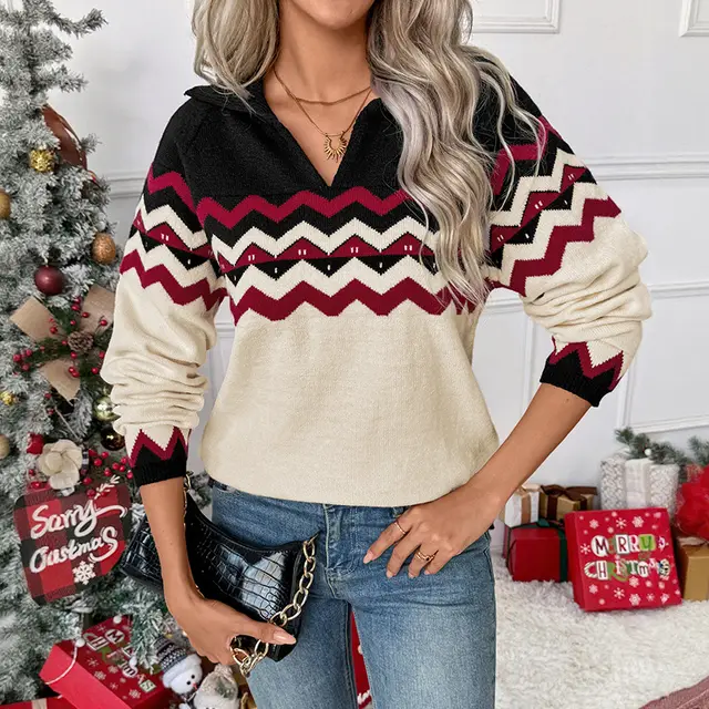 Christmas Atmosphere Pullover Women's Long Sleeve Black - Shop at LoveMi