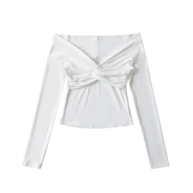Sexy Twisted Off shoulder Sexy Off shoulder Long Sleeve White - Shop at LoveMi