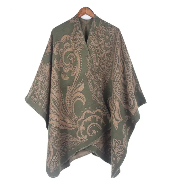 Fashionable Autumn And Winter Cashmere Women's Scarf All matching Warm Shawl Cape Green - Shop at LoveMi