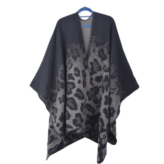 European And American Fashion Geometry Pattern Shawl Blanket Dual use Big Leopard Black - Shop at LoveMi
