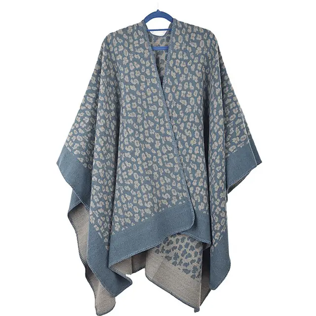 European And American Fashion Geometry Pattern Shawl Blanket Dual use Leopard Print Blue - Shop at LoveMi