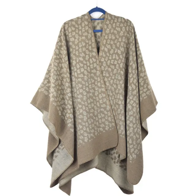 European And American Fashion Geometry Pattern Shawl Blanket Dual use Leopard Print Khaki - Shop at LoveMi