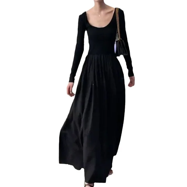 French Style High grade Two way U collar Backless Dress Black - Shop at LoveMi