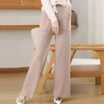 Knitted Straight-leg Wide-leg Pants Women's High Waist - Camel Color